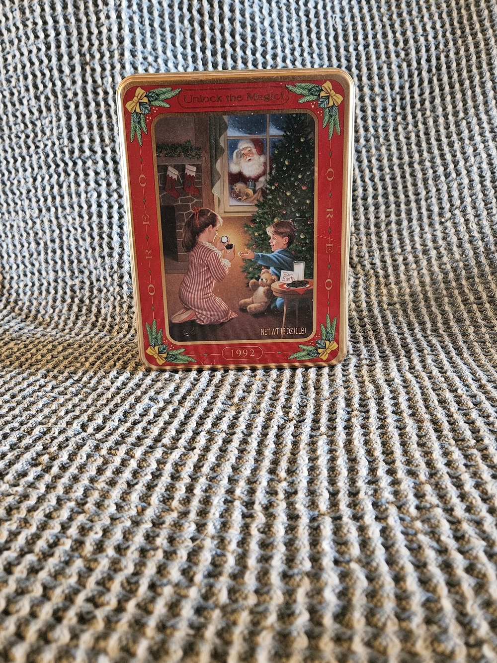 Vintage 1992 Holiday Tin - Red Decorative Christmas Tin